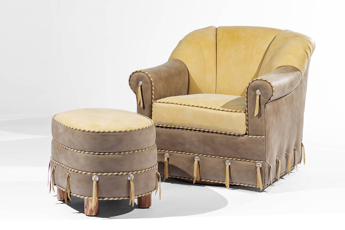 Barrel Chair & Ottoman | By Western Hands