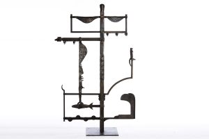 Northwest Coast Inspired Totem Hall Tree with Iron Otter Fish, Talons and Coat Hooks