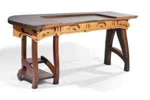 Large Walnut and Maple Desk