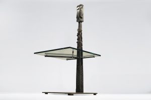 Owl Table Sculptural Side Table with Glass Top