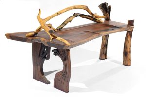 Small Walnut Bench with Walnut Limbs