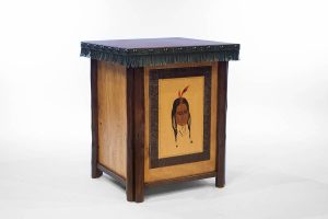 Pine and Leather End Table/Nightstand