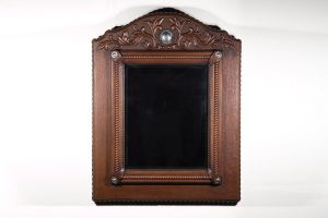 Crested Top Mirror with Sterling Conchos