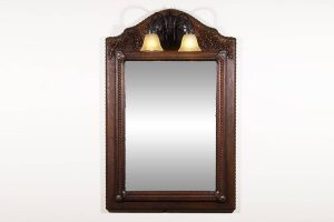 Carved Leather Vanity Mirror