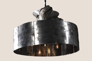 Driftwood and Stainless Steel Birch Bark Chandelier
