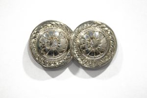 Sterling Silver Bright Cut Concho Stud Earrings 1”