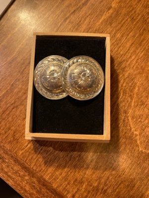 Sterling Silver Bright Cut Concho Stud Earrings 1”