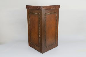 Leather and Wood Pedestal