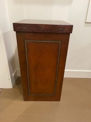 Leather and Wood Pedestal