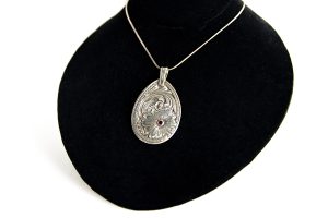 Teardrop Pendant with Garnet Stone