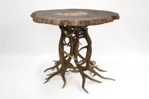 Walnut and Maple Elk Antler Pub Table